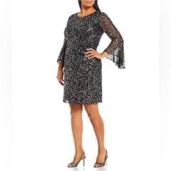 NWT Pissaro Nights 3/4 Sequin Evening Dress 8P - Picture 2 of 4